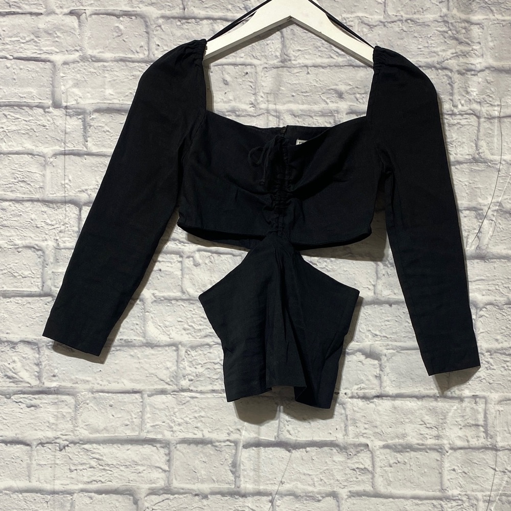 Zara Black Cropped Blouse
